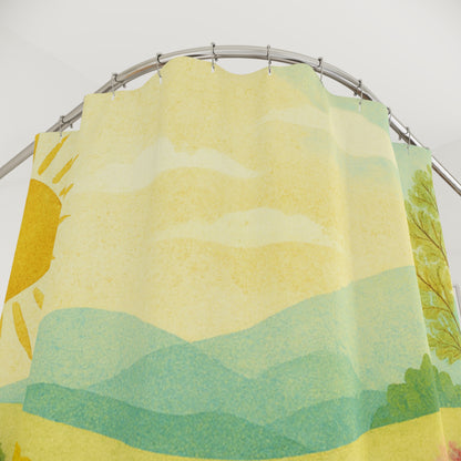 Sunny Wildflower Meadow Shower Curtain — Bright Floral Nature Bathroom Decor | Accessories