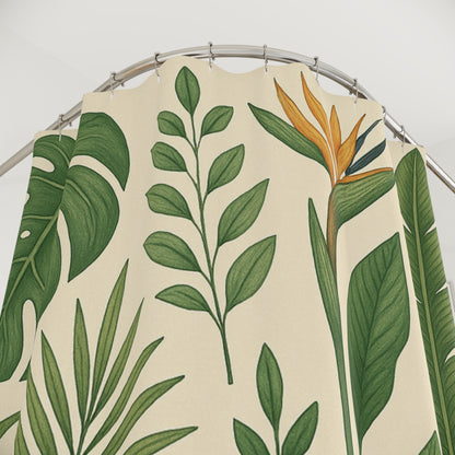 Botanical Leaves Shower Curtain — Tropical Greenery Bathroom Décor | Accessories