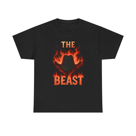 The Beast Flame Tee — Fiery Cowboy Hat Graphic T-Shirt - Monday Night