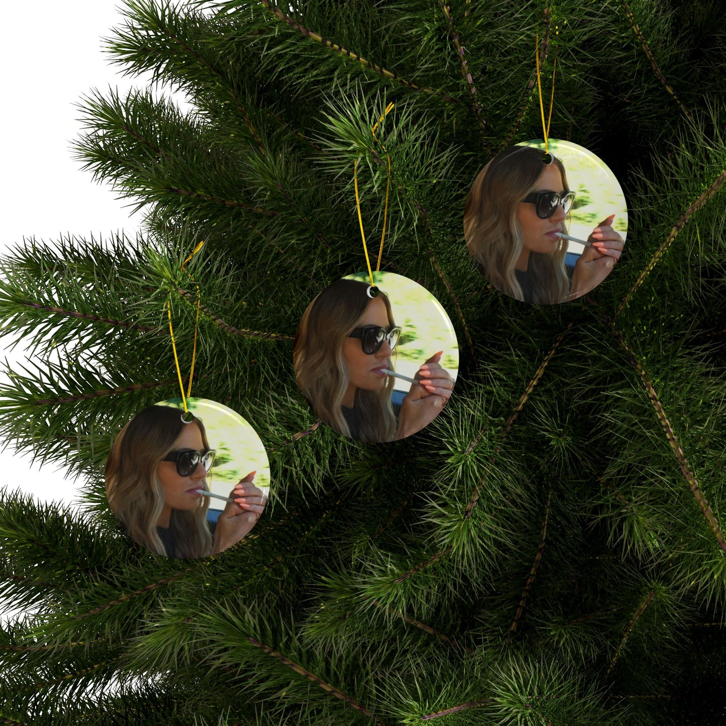 Dorit Smoking - Iconic - Christmas Ornament, 2-Side Print, (1pc, 3pcs, 5pcs, 10pcs) - Honest AF