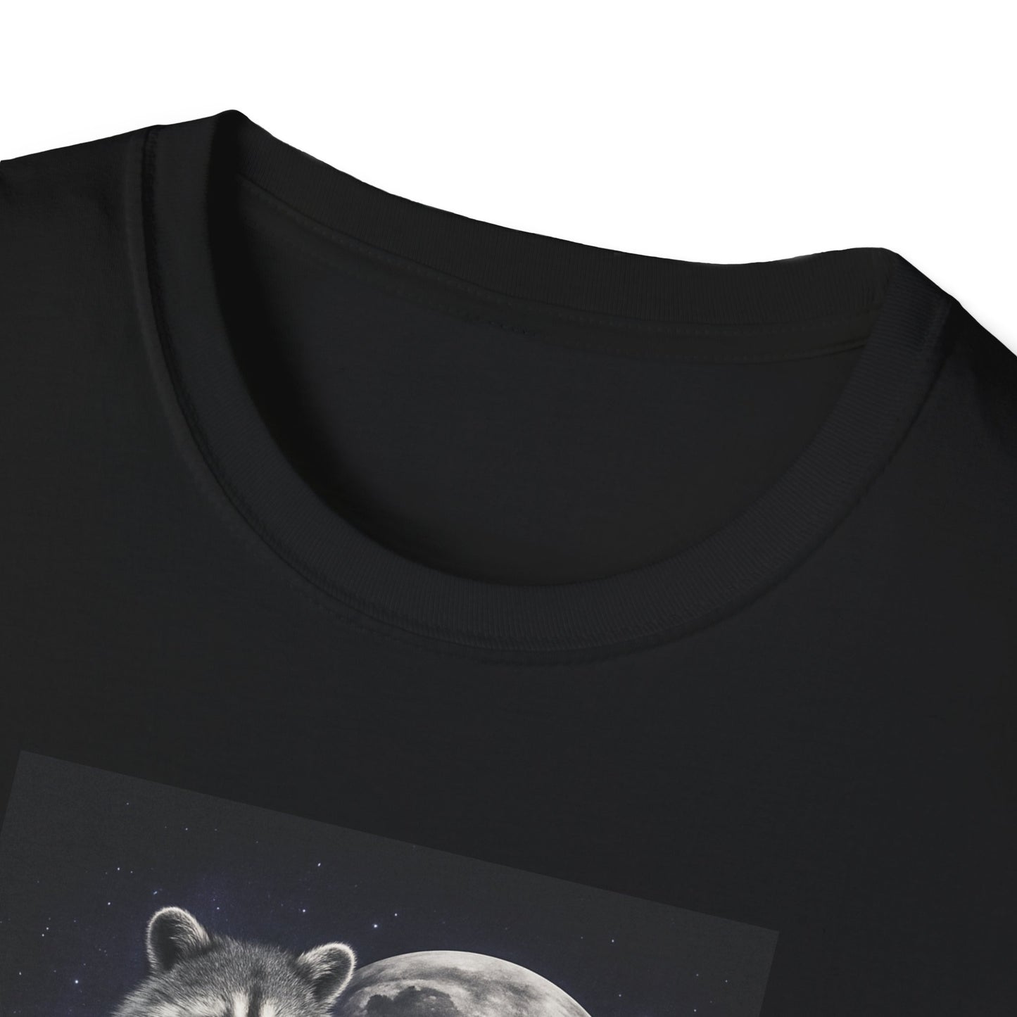 Cute Raccoon T-Shirt, Unisex Graphic Tee Gift, Animal Lover Shirt, Moonlight Design, Funny Summer Apparel, Eco-Friendly Clothing