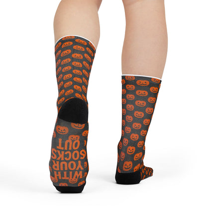 Halloween Pumpkin 'Rock Out With Your Socks Out' Sublimination | Socks