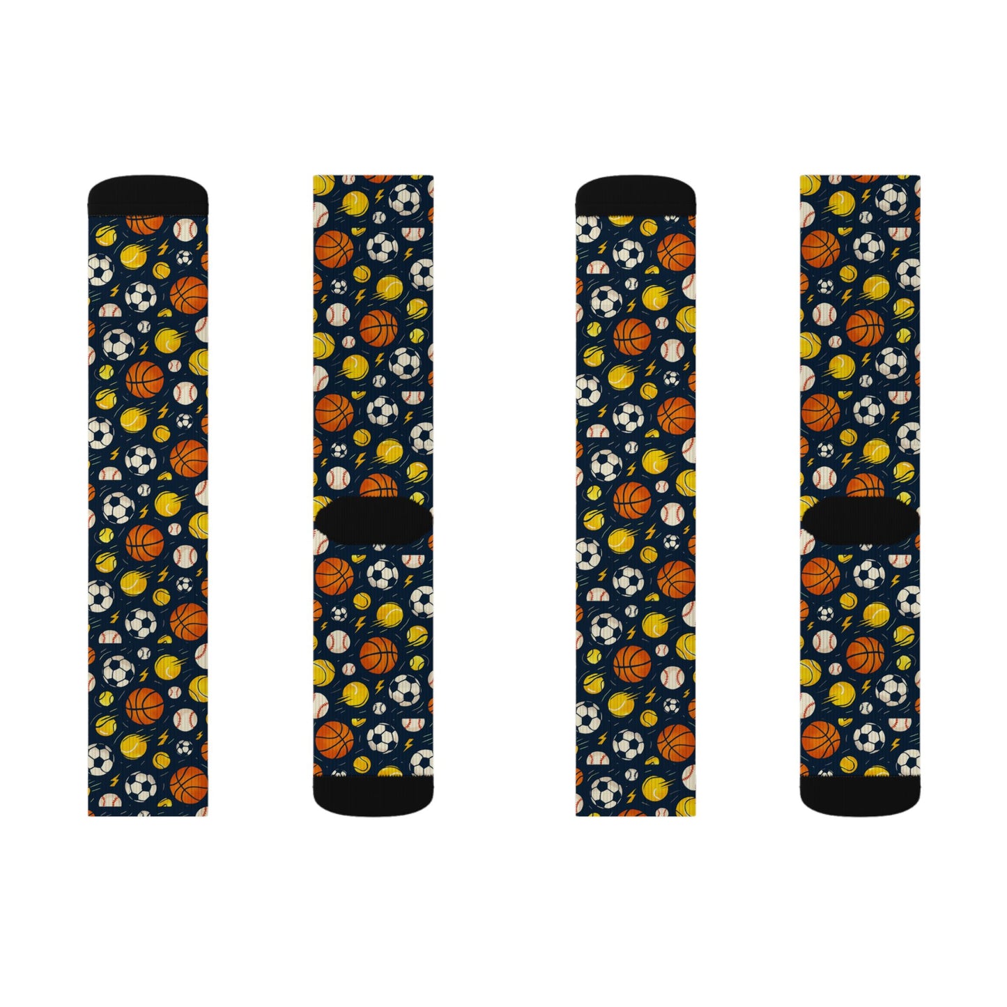 Soccer, Basketball & Tennis Pattern Crew Socks