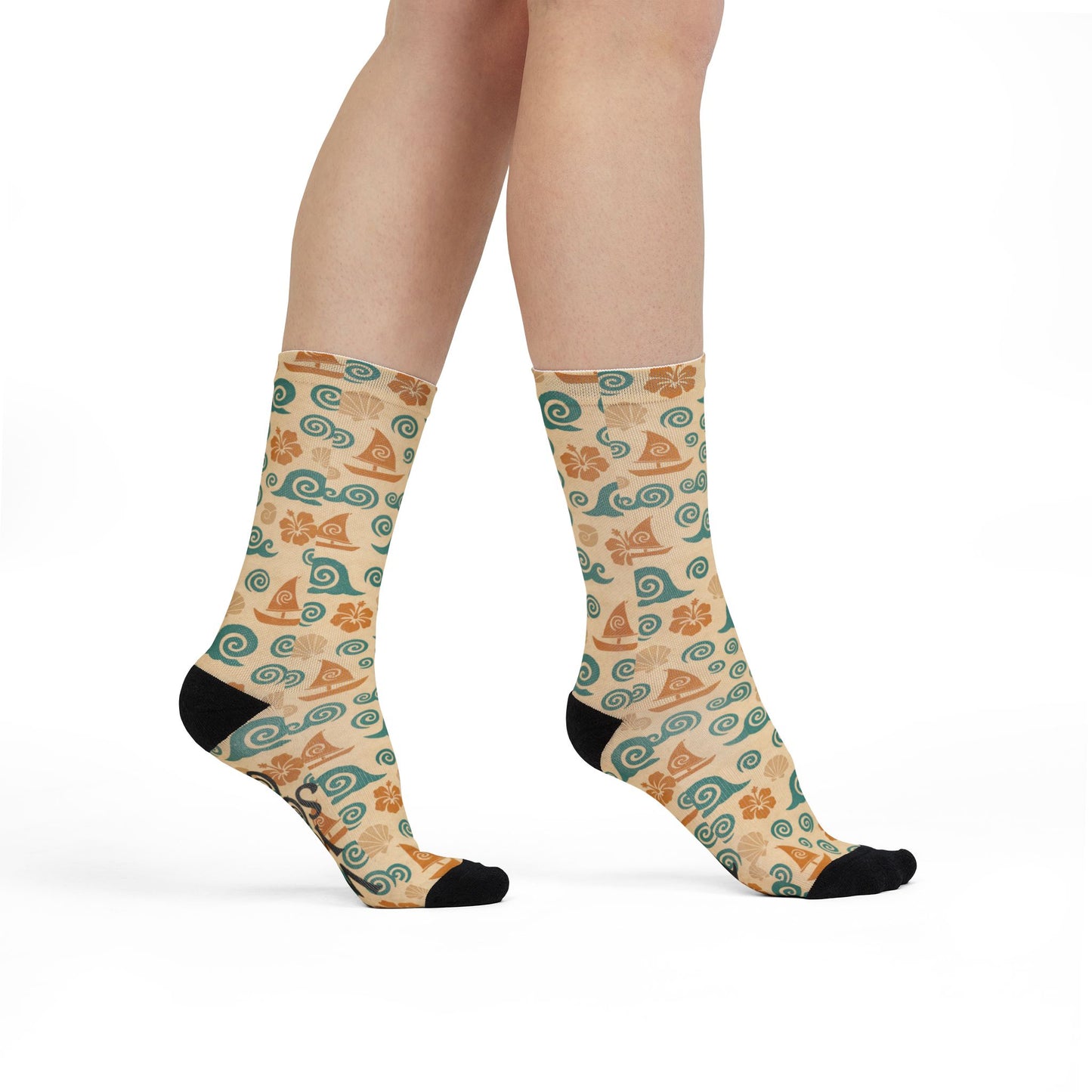 Moana Inspired Sailboat Pattern 'Rock Out With Your Socks Out' Sublimination | Socks