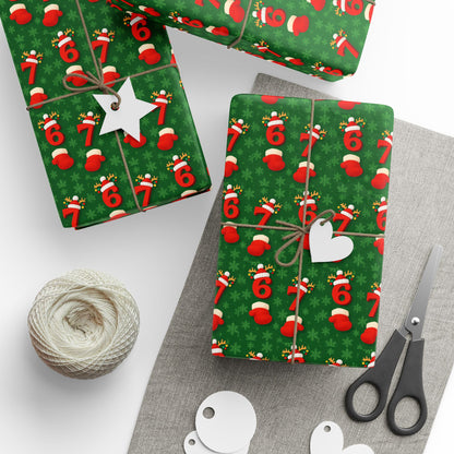 Christmas "6 7" Wrapping Paper – Green Holiday Gift Wrap Roll | Holidays
