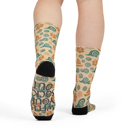 Moana Inspired Sailboat Pattern 'Rock Out With Your Socks Out' Sublimination | Socks