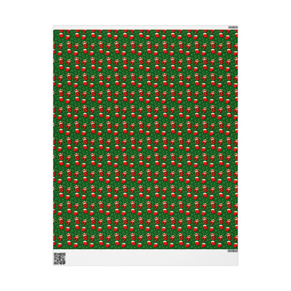 Christmas "6 7" Wrapping Paper – Green Holiday Gift Wrap Roll | Holidays