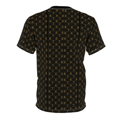 6-7 Gold Monogram Pattern Tee — Luxury All-Over Print T-Shirt