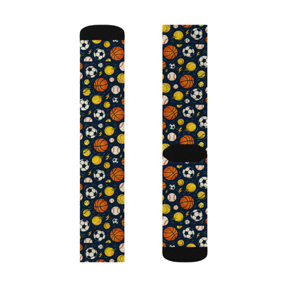 Soccer, Basketball & Tennis Pattern Crew Socks